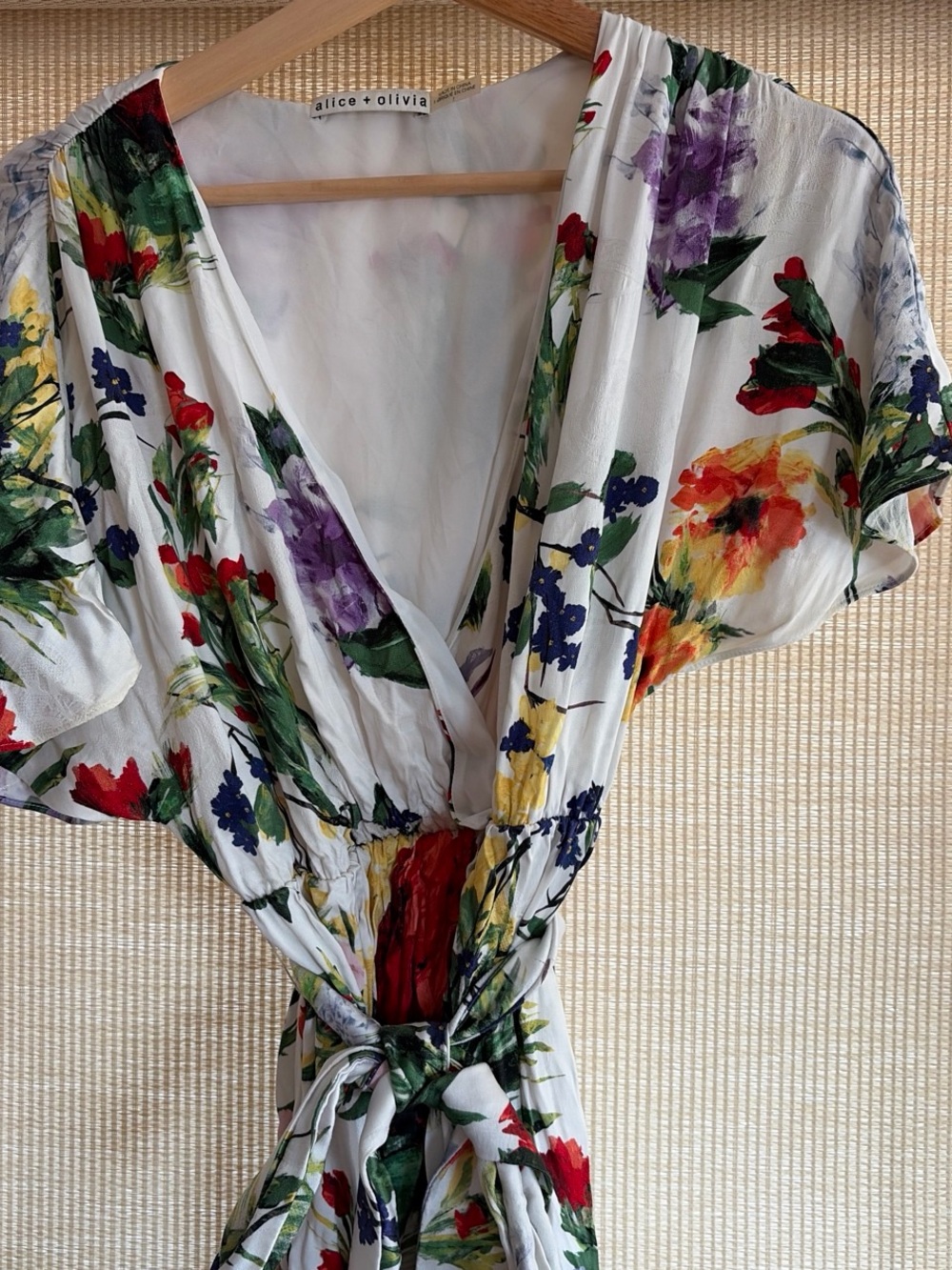 Alice + Olivia White Floral Maxi Dress with Multicolor Blooms - Picture 3 of 5